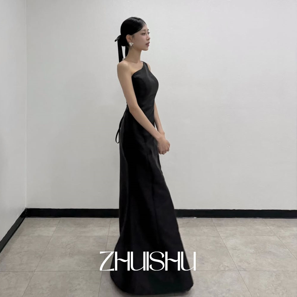 ZHUISHU Tek Omuzlu Siyah Abiye - Modern Korean Lifestyle incelemesi ve fiyatı